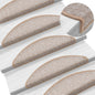 Tapetes de escada 15 peças 56x17x3 cm marrom claro semicircular