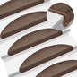Tapetes de escada 15 peças 56x17x3 cm marrom café meio redondo