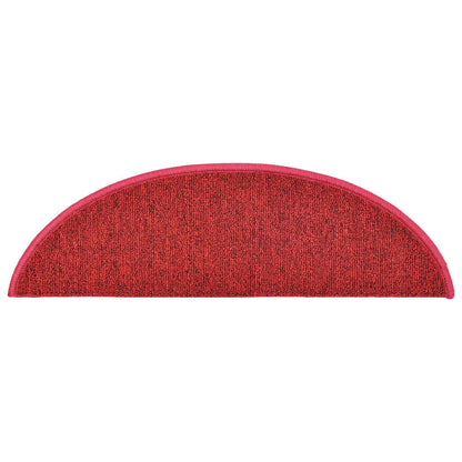 Tapetes de escada 15 peças 56x17x3 cm Bordeaux Semi-redondos