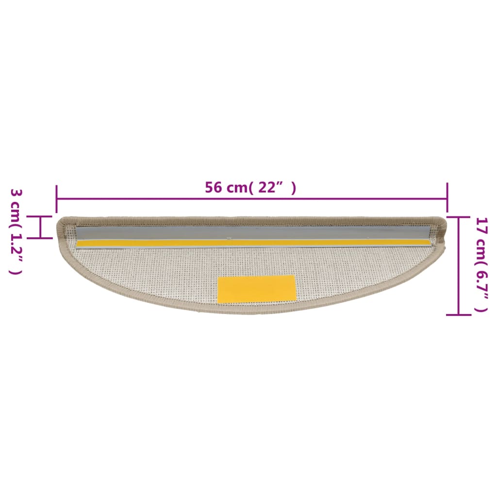 Tapetes de escada 15 peças 56x17x3 cm cinza-claro semicircular