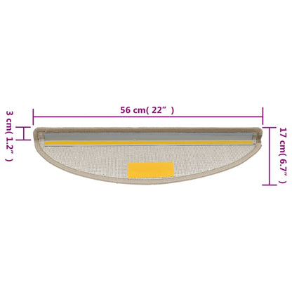 Tapetes de escada 15 peças 56x17x3 cm cinza-claro semicircular