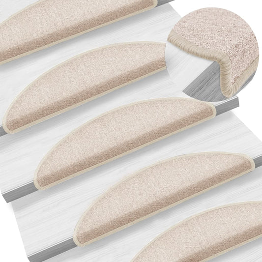 Tapetes de escada 15 peças 56x17x3 cm cinza-claro semicircular