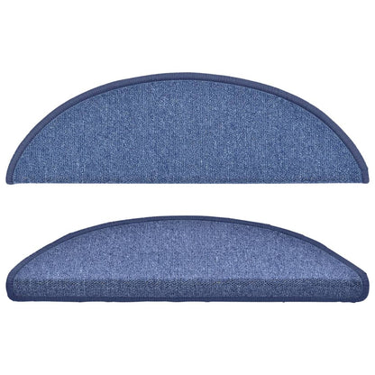 Tapetes de escada 15 peças 56x17x3 cm azul semicircular