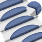 Tapetes de escada 15 peças 56x17x3 cm azul semicircular