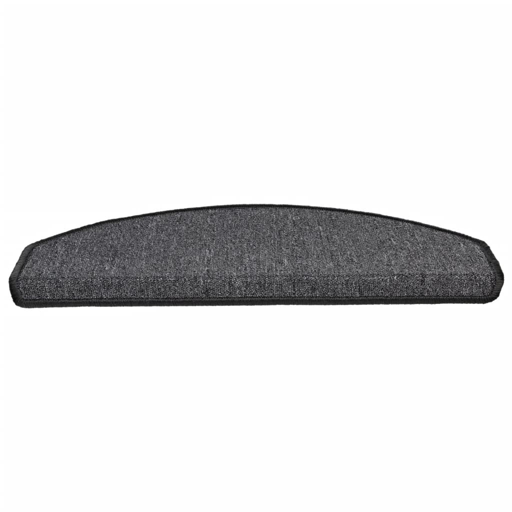 Tapetes de escada 15 peças 65x24x4 cm antracite meio redondo grande