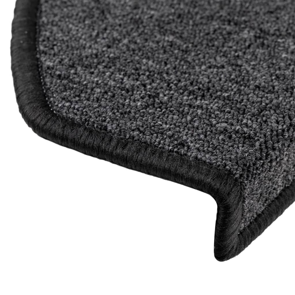 Tapetes de escada 15 peças 65x24x4 cm antracite meio redondo grande