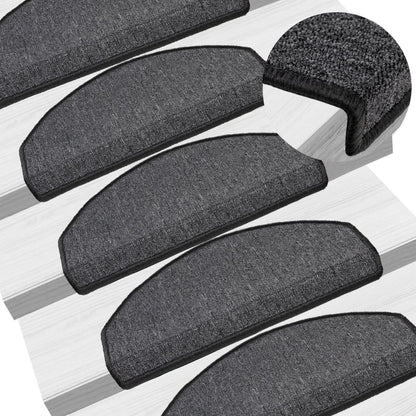 Tapetes de escada 15 peças 65x24x4 cm antracite meio redondo grande