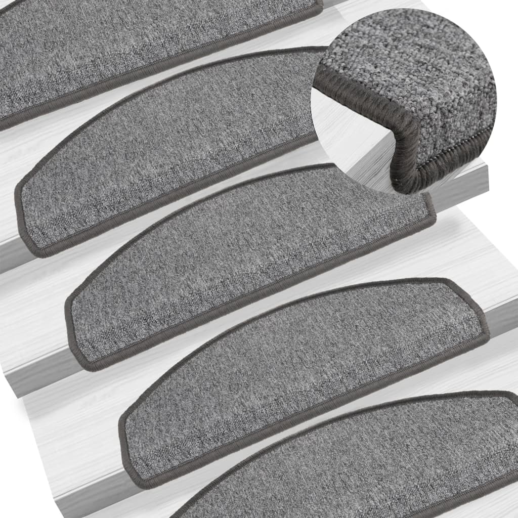 Tapetes de escada 15 peças 65x24x4 cm cinza escuro semicircular grande