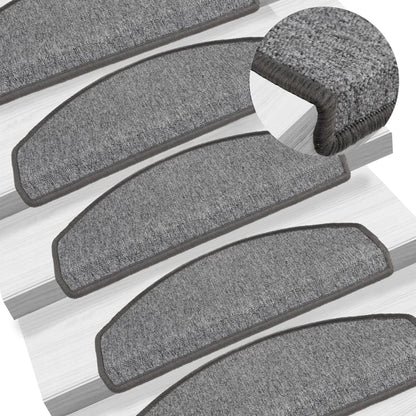 Tapetes de escada 15 peças 65x24x4 cm cinza escuro semicircular grande