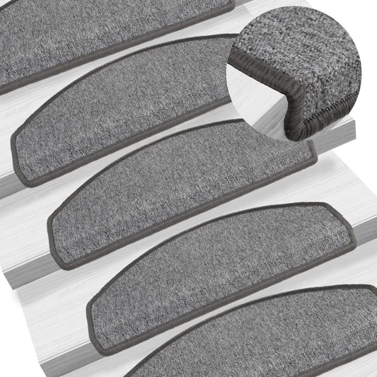Tapetes de escada 15 peças 65x24x4 cm cinza escuro semicircular grande
