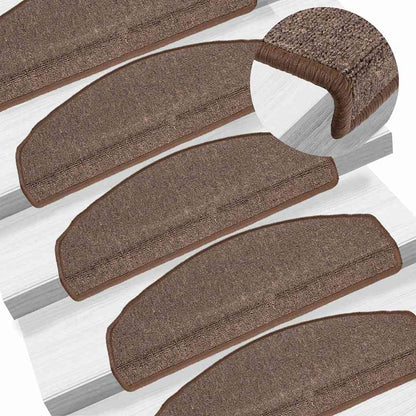 Tapetes de escada 15 peças 65x24x4 cm marrom café meio redondo grande