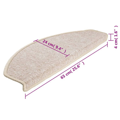 Tapetes de escada 15 peças 65x24x4 cm cinza-claro semicircular grande
