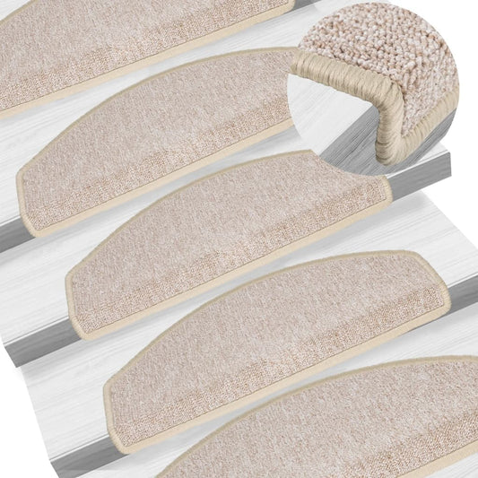 Tapetes de escada 15 peças 65x24x4 cm cinza-claro semicircular grande