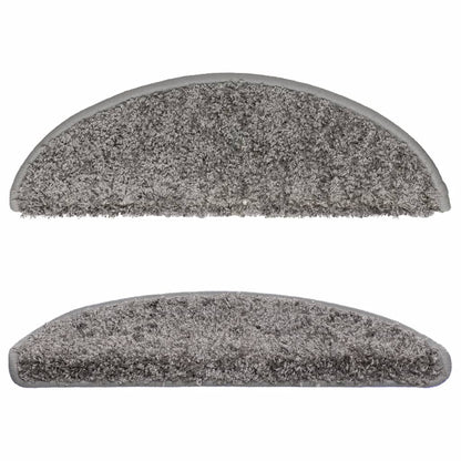 Tapetes de escada 15 peças 56x17x3 cm cinza semicircular