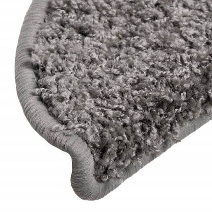 Tapetes de escada 15 peças 56x17x3 cm cinza semicircular