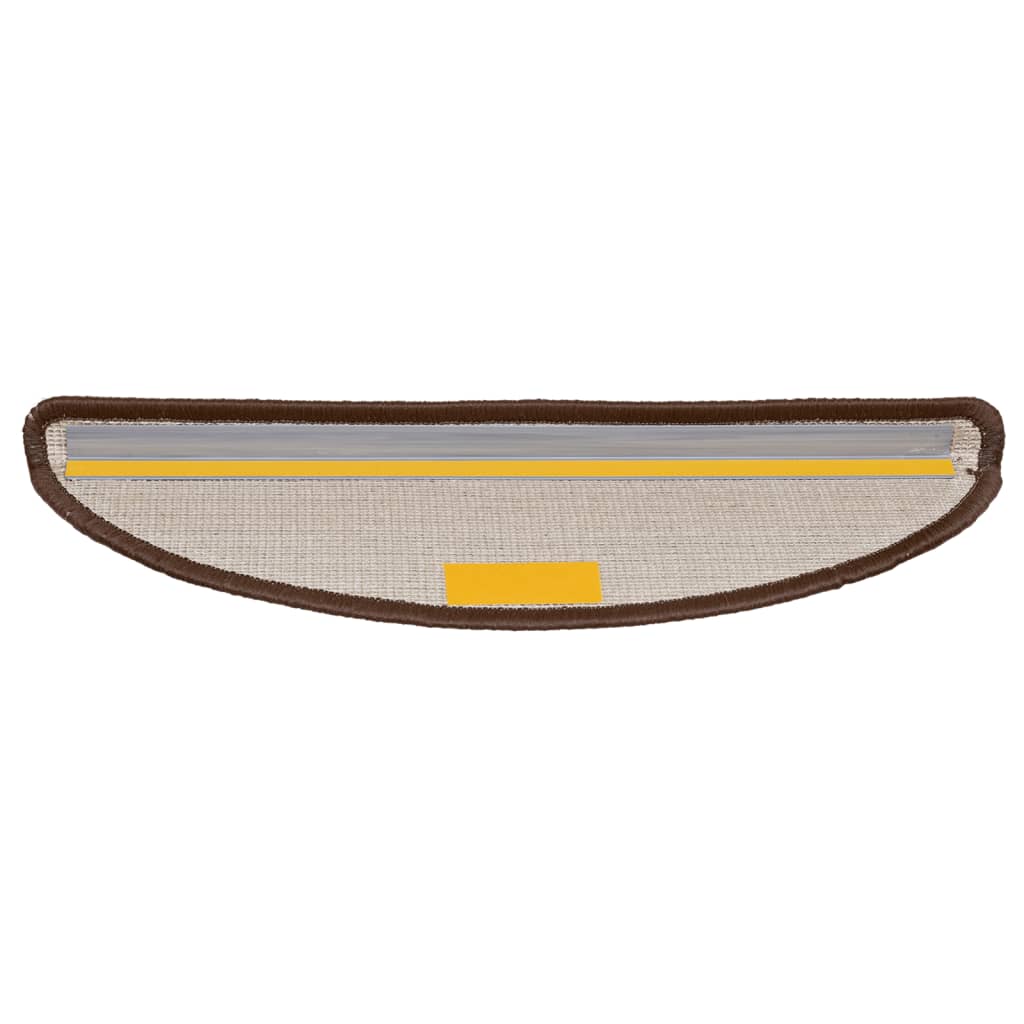 Tapetes de escada 15 peças 56x17x3 cm marrom semicircular