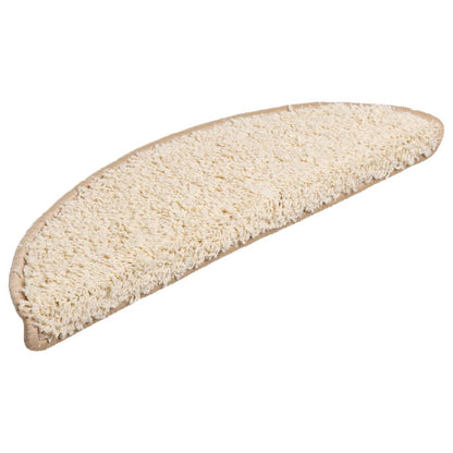 Tapetes de escada 15 peças 56x17x3 cm creme semicircular
