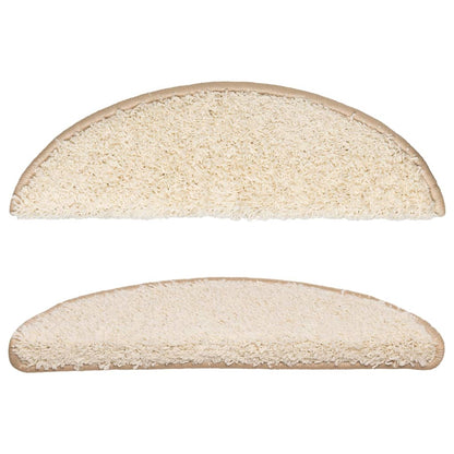 Tapetes de escada 15 peças 56x17x3 cm creme semicircular