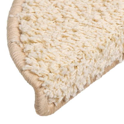 Tapetes de escada 15 peças 56x17x3 cm creme semicircular