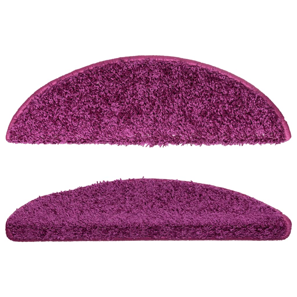Tapetes de escada 15 peças 56x17x3 cm violeta semicircular