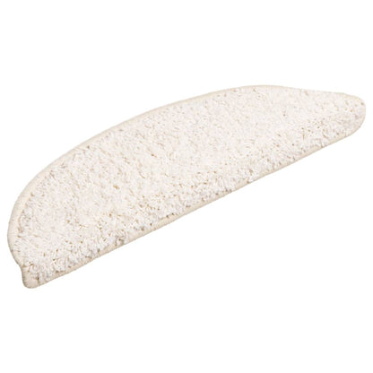 Tapetes de escada 15 peças 56x17x3 cm branco semicircular