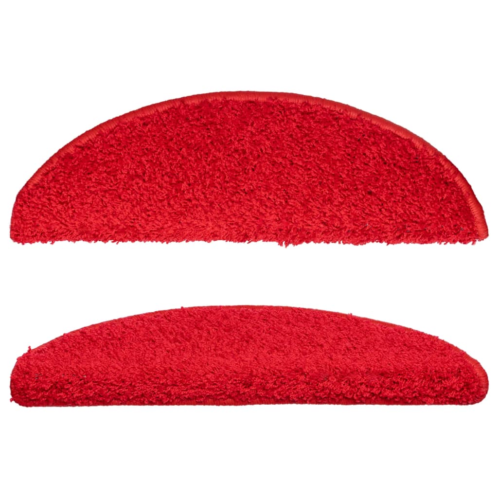 Tapetes de escada 15 peças 56x17x3 cm vermelho semicircular