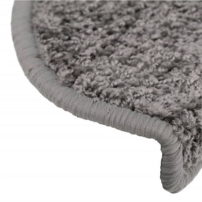 Tapetes de escada 15 peças 65x21x4 cm cinza semicircular grande