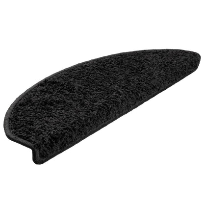 Tapetes de escada 15 peças 65x21x4 cm pretos semicirculares grandes