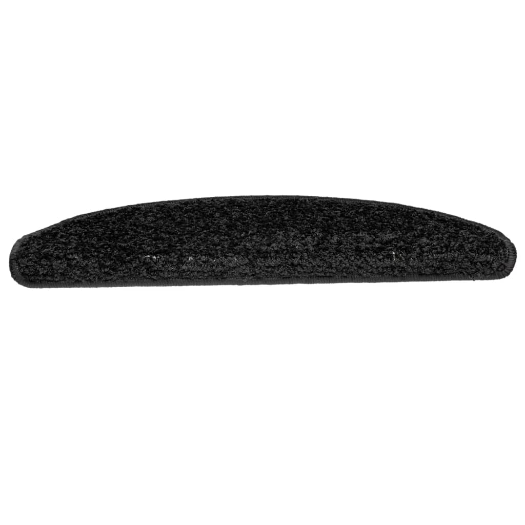 Tapetes de escada 15 peças 65x21x4 cm pretos semicirculares grandes