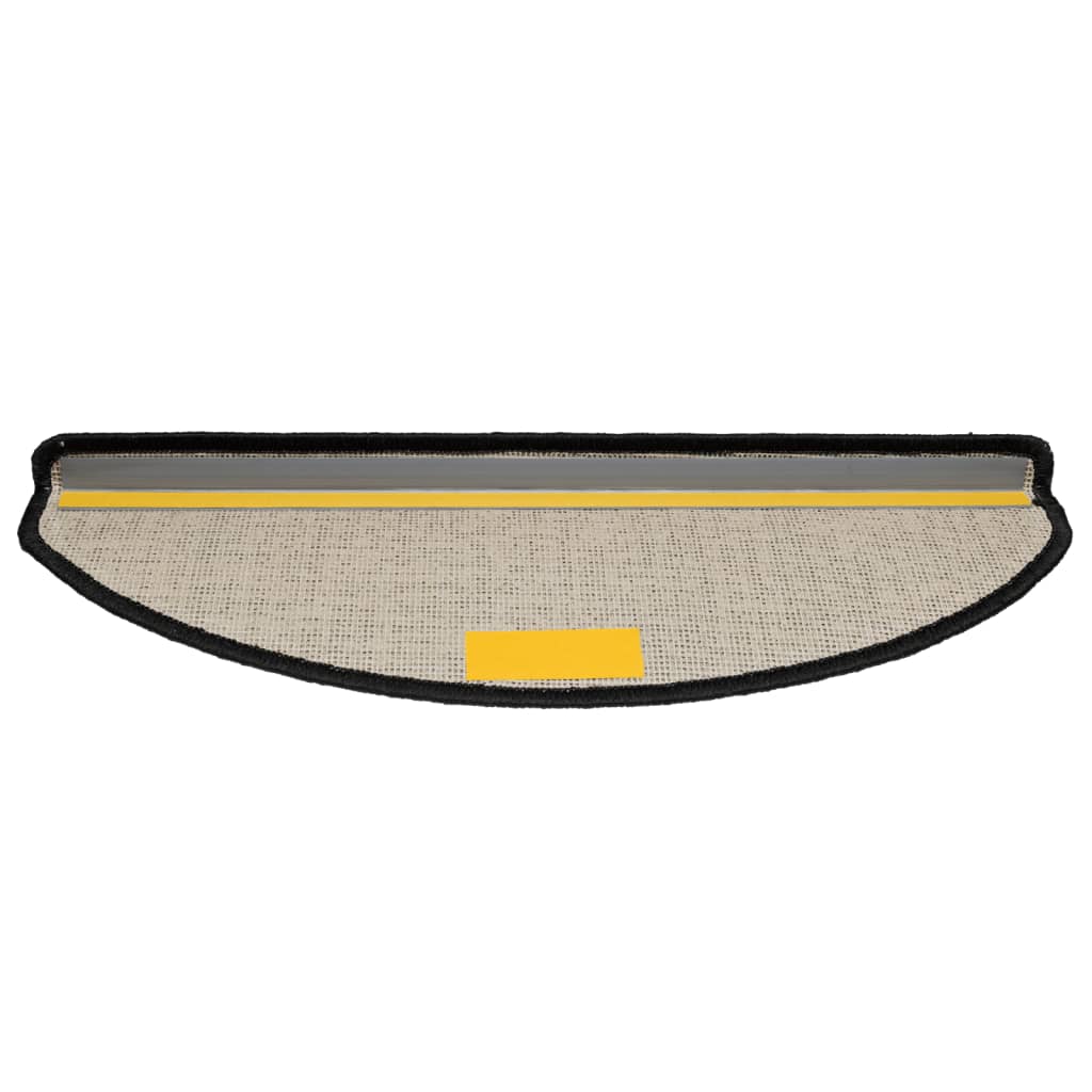 Tapetes de escada 15 peças 65x21x4 cm pretos semicirculares grandes