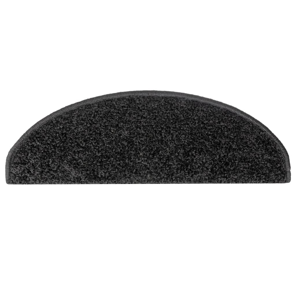 Tapetes de escada 15 peças 65x21x4 cm pretos semicirculares grandes