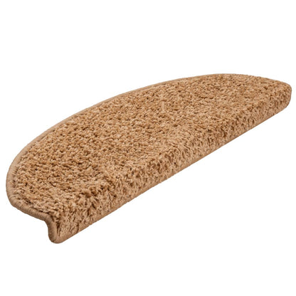 Tapetes de escada 15 peças 65x21x4 cm bege semicircular grande