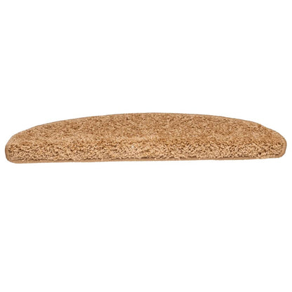 Tapetes de escada 15 peças 65x21x4 cm bege semicircular grande
