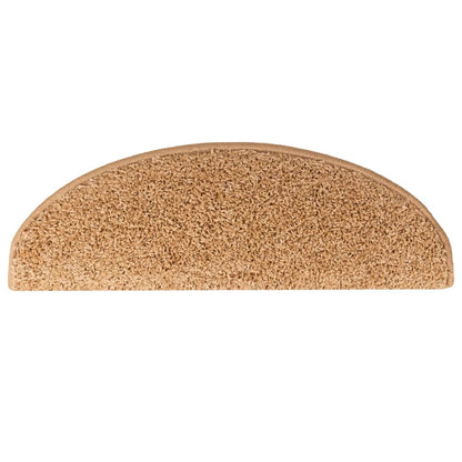 Tapetes de escada 15 peças 65x21x4 cm bege semicircular grande