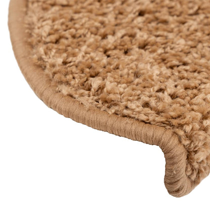 Tapetes de escada 15 peças 65x21x4 cm bege semicircular grande