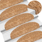 Tapetes de escada 15 peças 65x21x4 cm bege semicircular grande