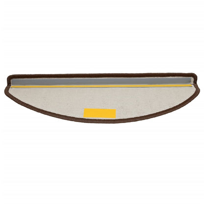 Tapetes de escada 15 peças 65x21x4 cm marrom semicircular grande