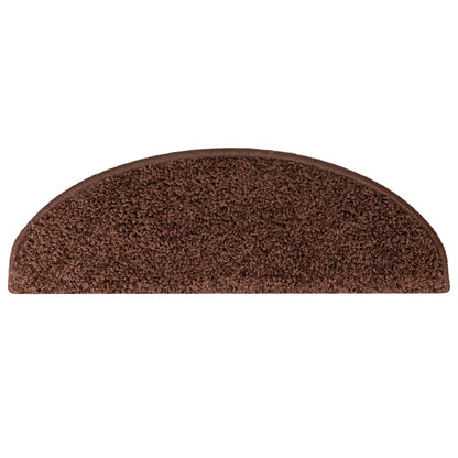 Tapetes de escada 15 peças 65x21x4 cm marrom semicircular grande