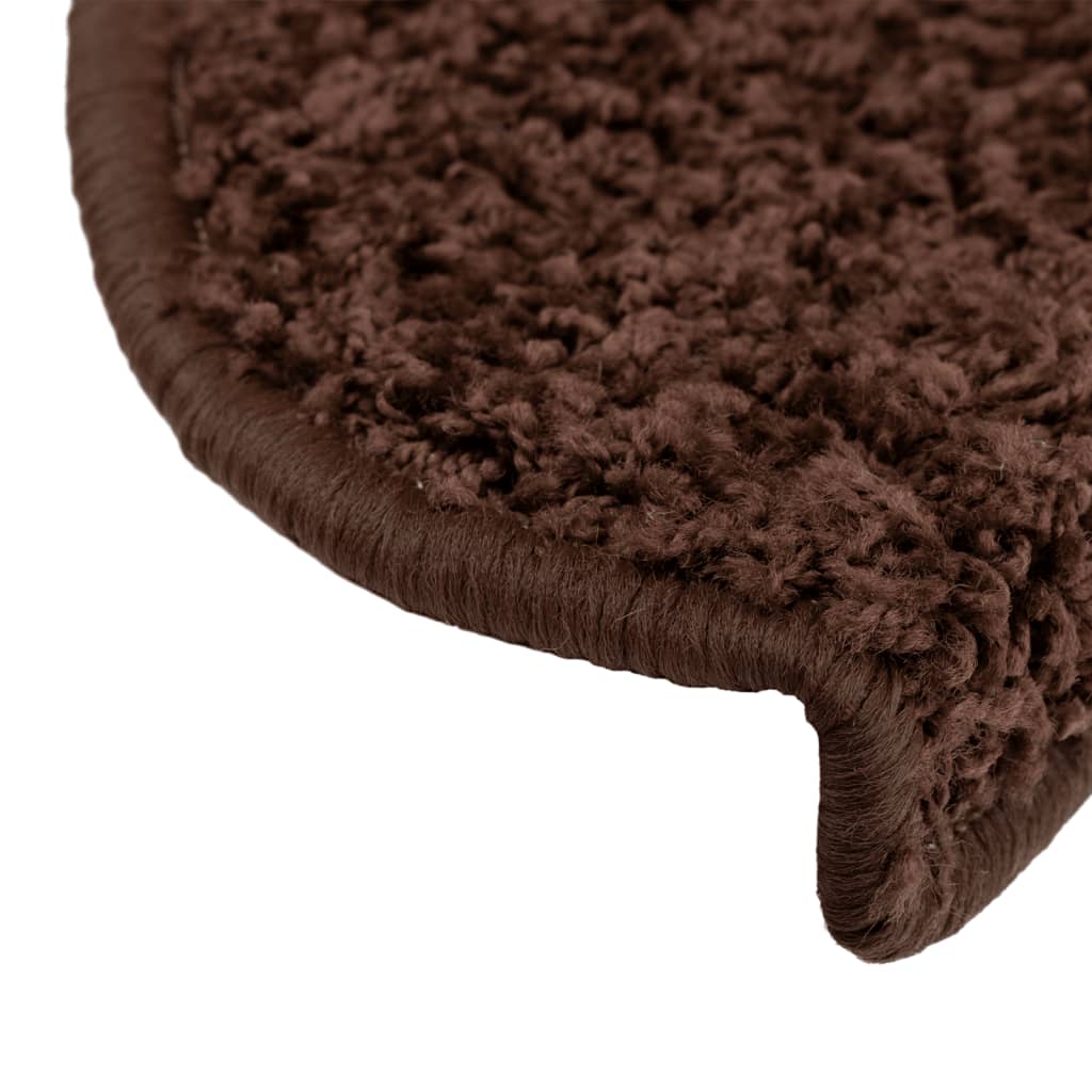 Tapetes de escada 15 peças 65x21x4 cm marrom semicircular grande