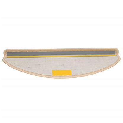 Tapetes de escada 15 peças 65x21x4 cm creme semicircular grande