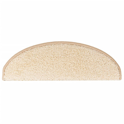 Tapetes de escada 15 peças 65x21x4 cm creme semicircular grande