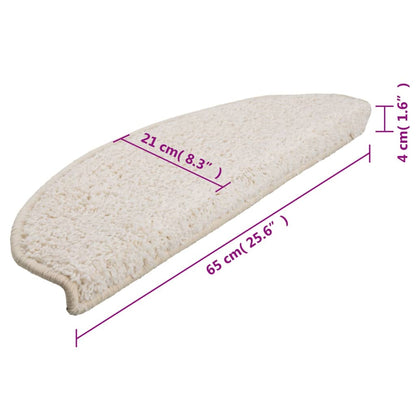 Tapetes de escada 15 peças 65x21x4 cm branco semicircular grande