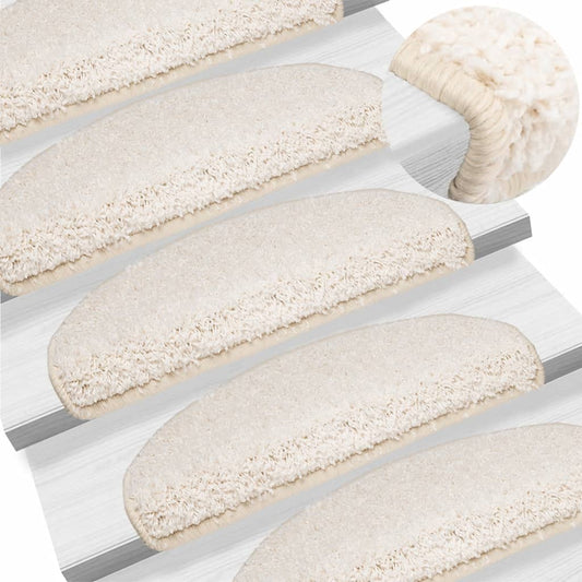 Tapetes de escada 15 peças 65x21x4 cm branco semicircular grande