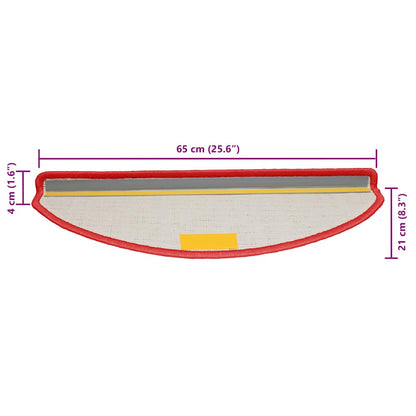 Tapetes de escada 15 peças 65x21x4 cm vermelho semicircular grande