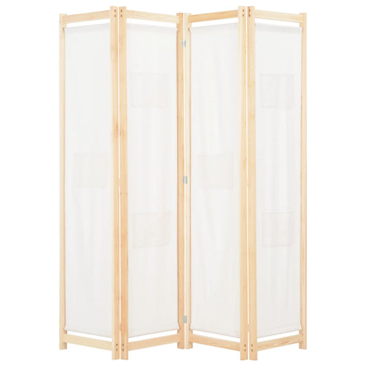 Divisória de quarto com 4 painéis 160x170x4 cm tecido cor creme