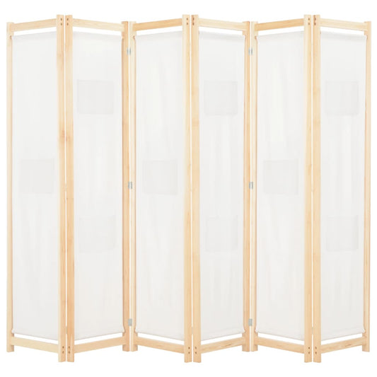 Divisória de quarto com 6 painéis 240x170x4 cm tecido cor creme