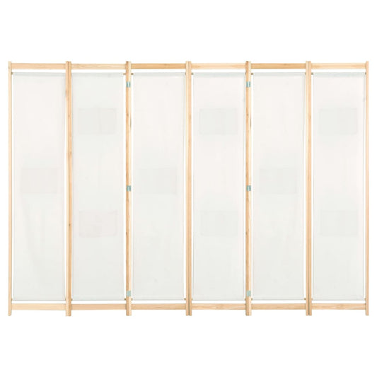 Divisória de quarto com 6 painéis 240x170x4 cm tecido cor creme