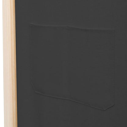 Divisória de quarto com 6 painéis 240x170x4 cm tecido cinzento