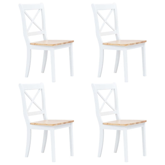 Cadeiras de jantar 4pcs seringueira maciça branco/madeira clara