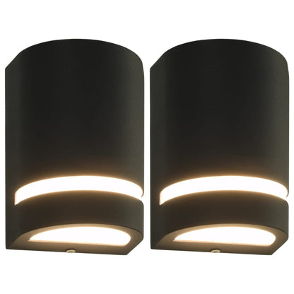 Candeeiros de parede exterior 2 pcs 35 W semicilíndrico preto